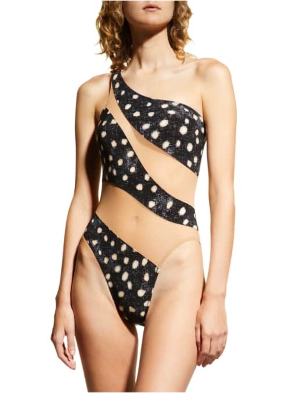 Norma Kamali Black Snake Mesh  Mio One Piece Swim Suit